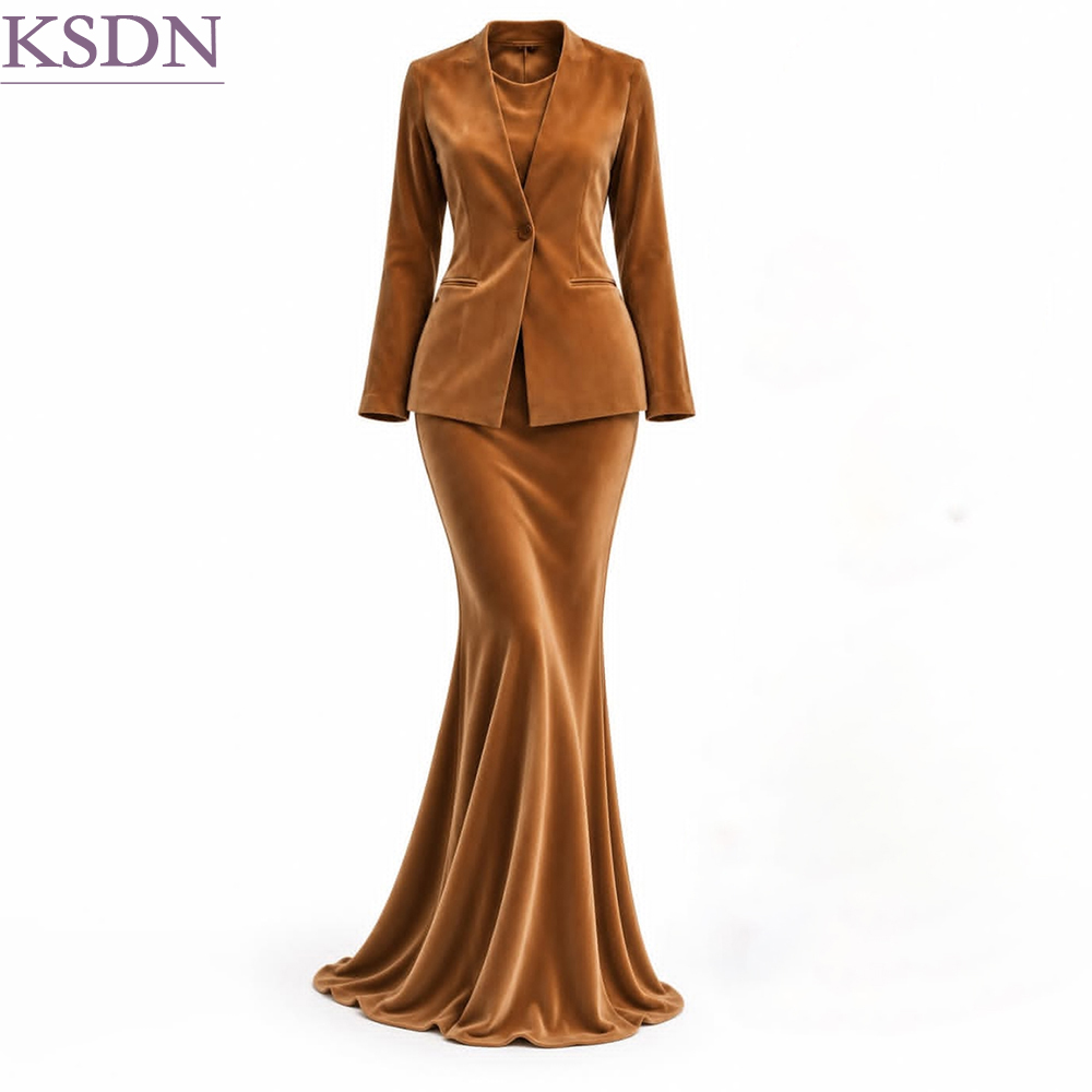 Formal Skirt - Setelan Wanita Beludru Modis, Gaun Elegan