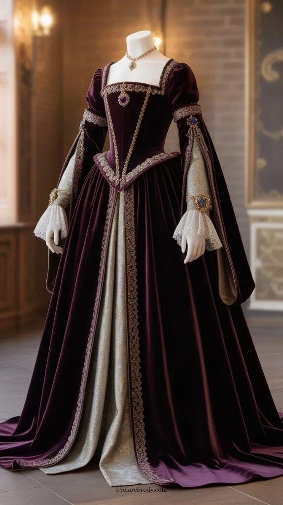 Evening Gown - Gaun Prom Ungu Duchess Vintage Kostum