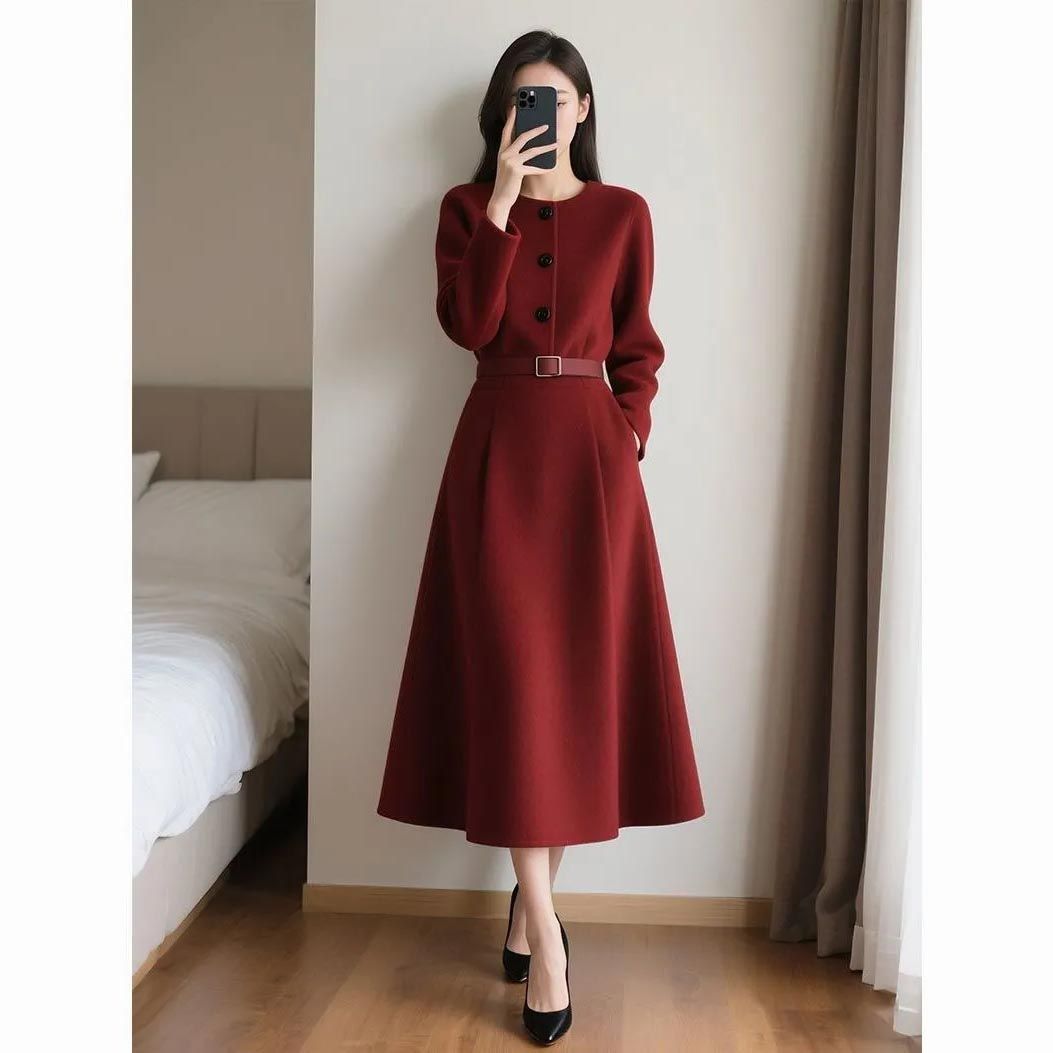 Gaun Lengan Panjang Berpinggan - Women'S Red Formal Wear ulasan dan harga